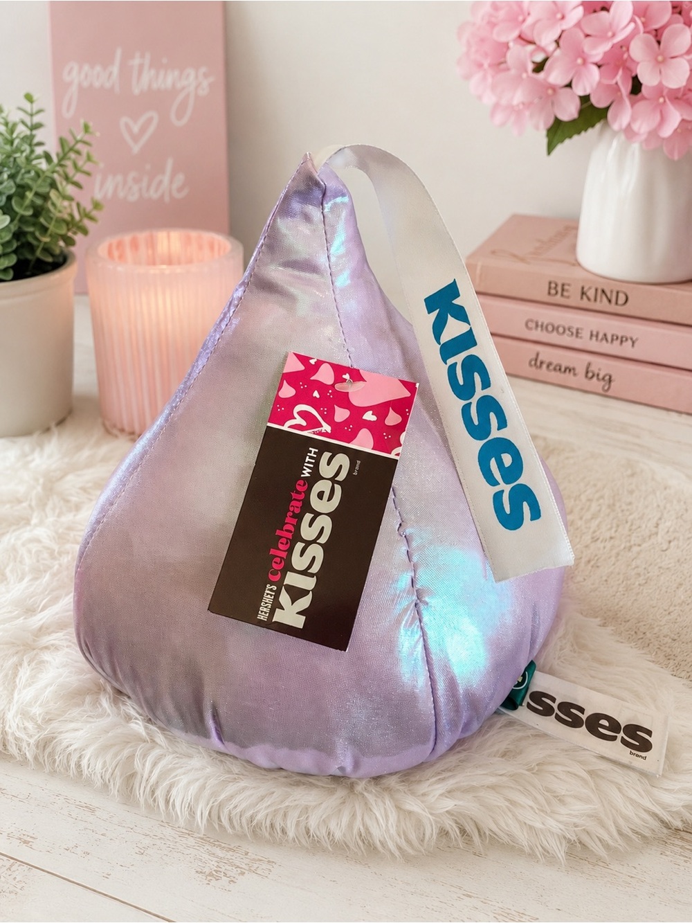 🍫 Hershey’s Kisses Plush Pillow – Iridescent Lavender | Super Soft | Rare Find